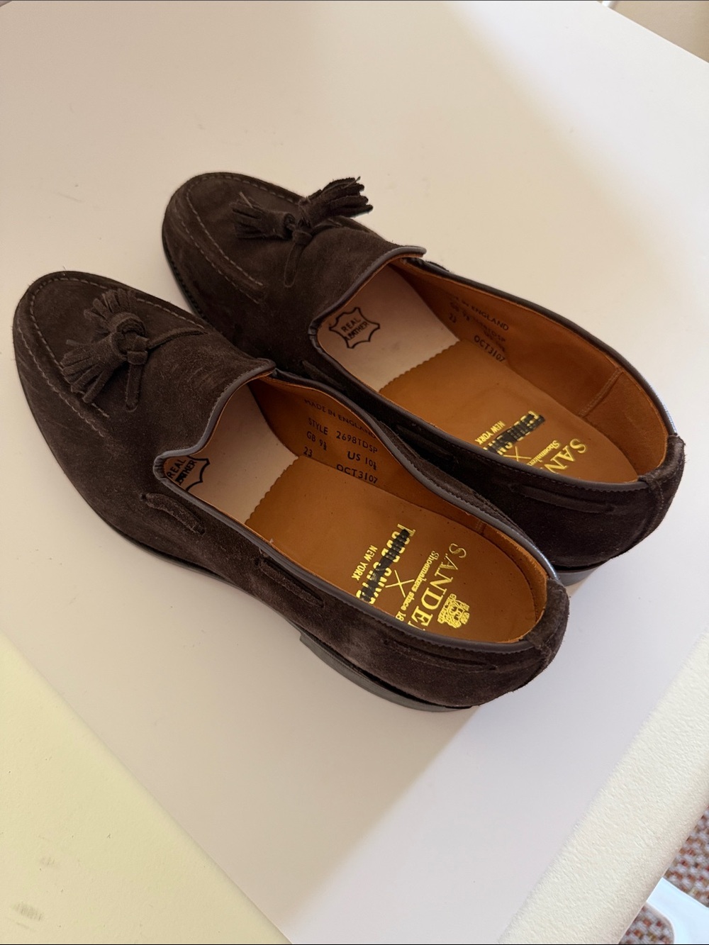 Todd Snyder X Sanders Men’s Brown Suede Tassel Loafers Sz 10.5.  Tub10